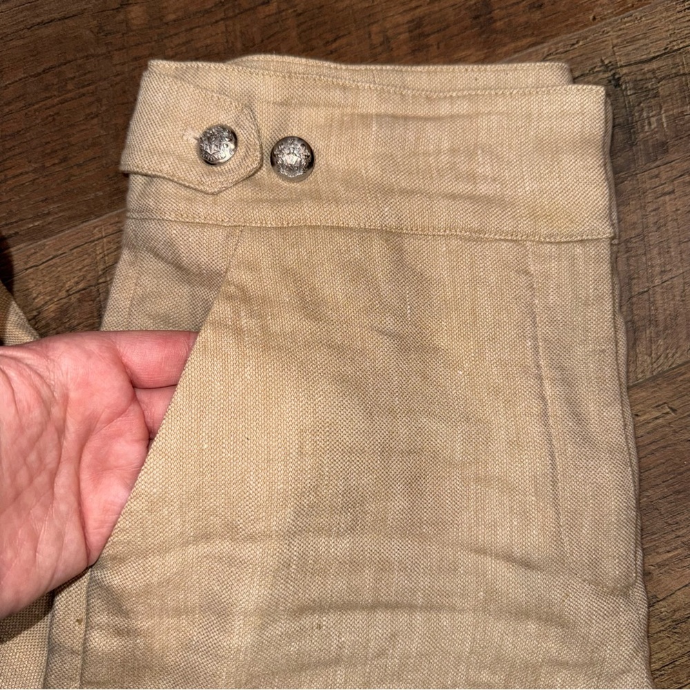Veronica Beard Aubrie Women’s Khaki Linen-Blend Wide Leg Cropped Pants in Beige - Picture 5 of 16